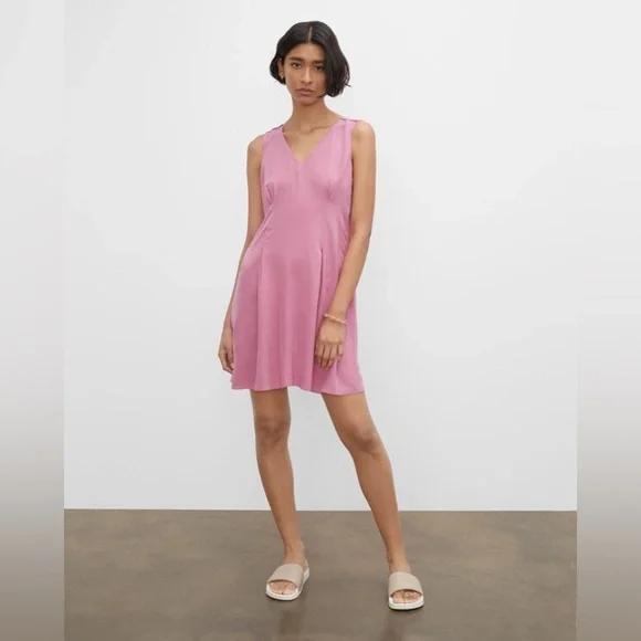 Club Monaco Silk Mini Pleated Dress in Pink size 0
